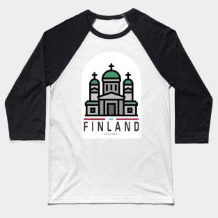 Finland Travel Art Sticker Baseball T-Shirt